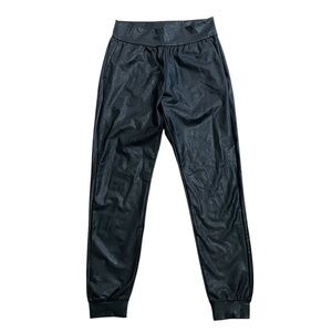 Commando Faux Leather Jogger Pants Black Size Small Stretch Pockets